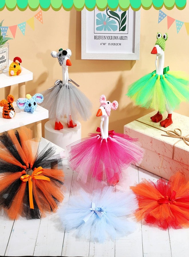 Sunnymove 6 Set 7 Inch Mini Desk Goose Outfits with Animals Shape Knitting Hat Tutu Dress Mini Desk Goose Customs for Magnetic Statue Key Holder Decor - Image 4